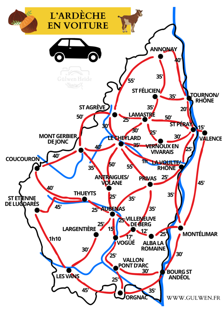 Combien de temps pour aller en Ardèche en voiture